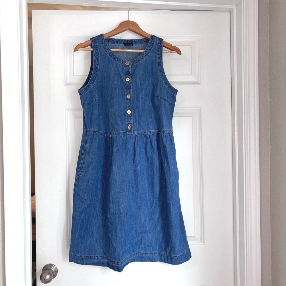 Talbots Relaxed Casual Sleeveless Denim Mini Dress Drop-Waist ($159 New Price)